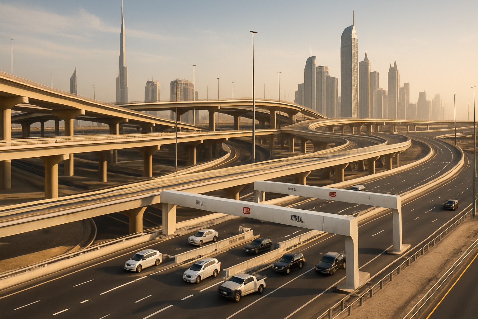 Modern toll road infrastructure in Dubai